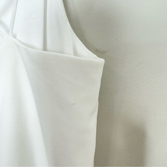 NWT ADRIANNA PAPELL White Sleeveless Front Slit Ruched Gown Size 8 - Picture 6 of 7